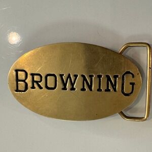 Browning‎ Brass Oval Belt Buckle Solid Brass Vintage Taiwan 4773